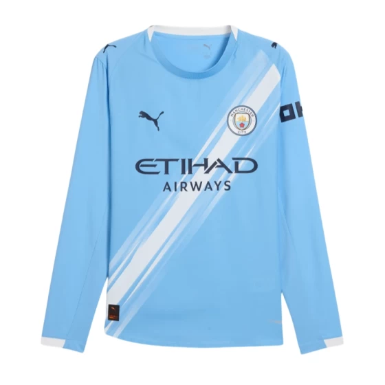 2025-26  Manchester City Home Long Sleeve Football Shirt Fan Version