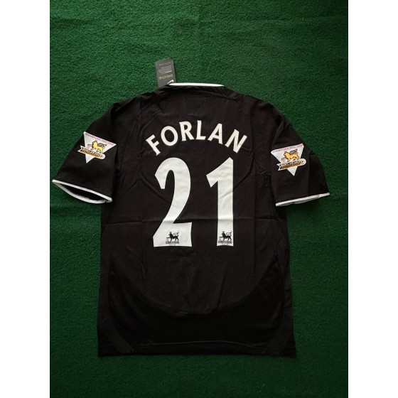 Diego Forlan Manchester United 2003-2004 Away Black Retro Football Jersey