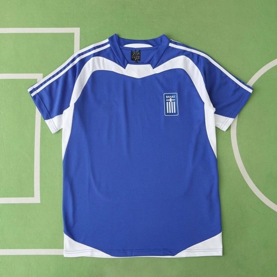 Greece EURO 2004 Final Blue Retro Home Kit Jersey Soccer Shirt