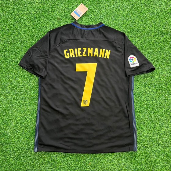 Antoine Griezmann 7 – Atletico Madrid 2016-17 Black Away Retro Kit Jersey Trikot Maillot