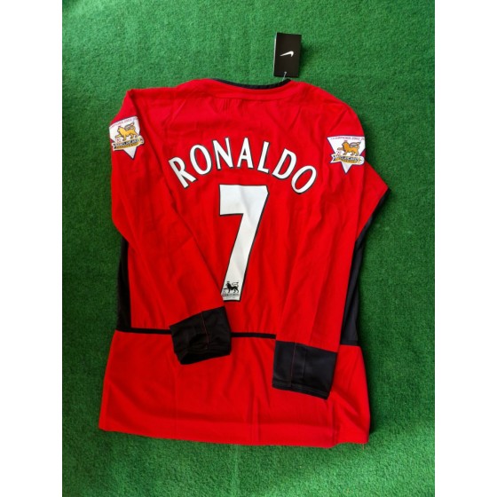 Cristiano Ronaldo Manchester United 2002 2004 Red Retro Long Sleeve Jersey Trikot Maillot