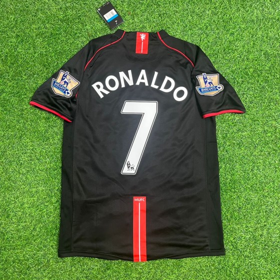Cristiano Ronaldo Manchester United 2007–2008 Black Retro Football Jersey Kit