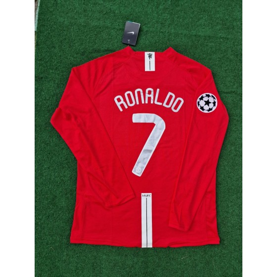 Cristiano Ronaldo Manchester United 2008 Champions Leage Final Moscow Retro Long Sleeve Jersey