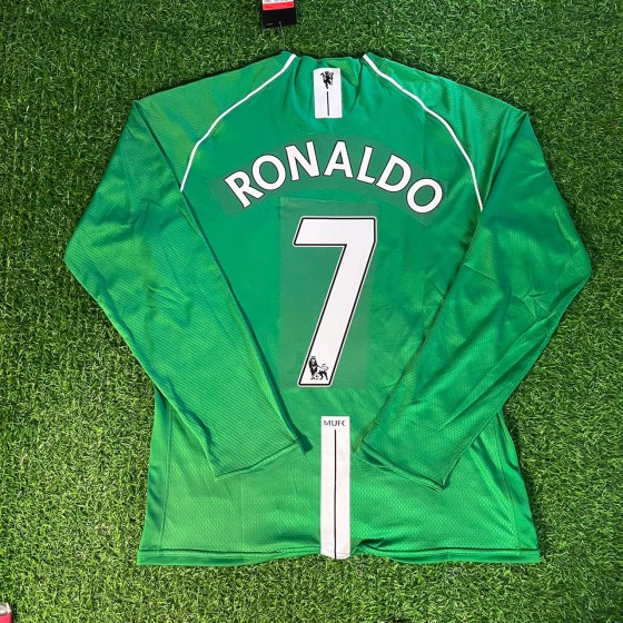 Cristiano Ronaldo Manchester United Green Retro Long Sleeve Jersey Soccer Shirt