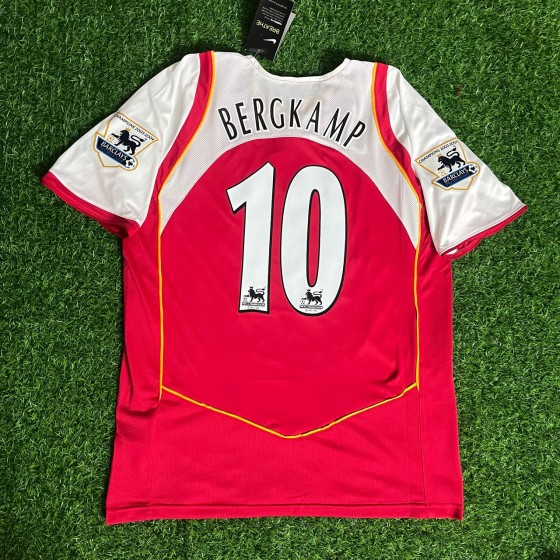 Dennis Bergkamp 10 - Arsenal 20042005 O2 Red Retro Kit Jersey Trikot Maillot Soccer Shirt