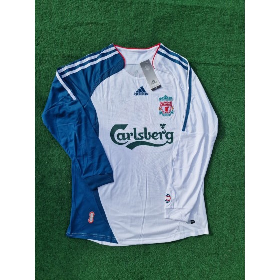 Fernando Torres Liverpool 2007 White Blue Long Sleeve Retro Jersey Trikot Maglia