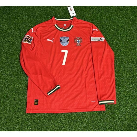Cristiano Ronaldo Portugal UEFA Nations League Winner Red LS Jersey Trikot Maillot Soccer Shirt