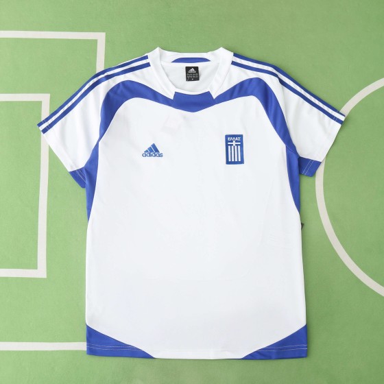 Greece EURO 2004 Final White Retro Home Kit Jersey Soccer Shirt