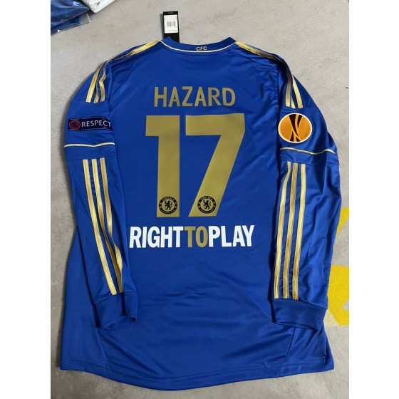 Eden Hazard Chelsea 2013 Europe League Final Amsterdam Blue Retro Football Jersey