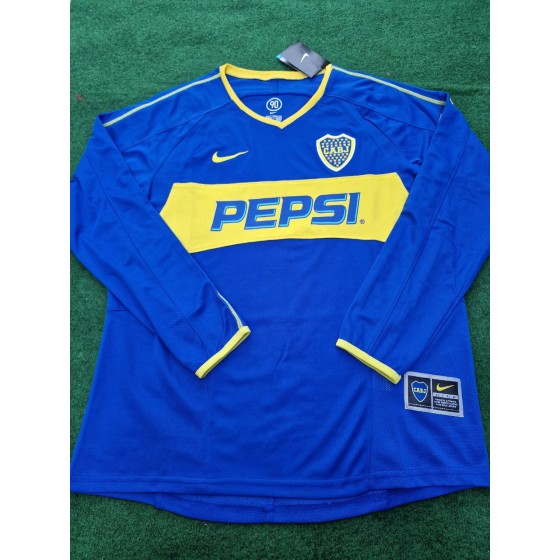 Carlos Tevez Boca Juniors 2003 2004 Retro Long Sleeve Jersey Maillot Trikot Maglia