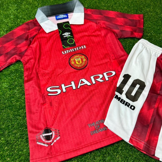 David Beckham Manchester United 199697 Home Kids Kit – Kit Jersey for Children –  KinderTrikot  Maillot Enfant Soccer Shirt