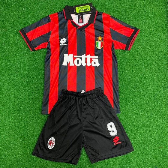 Marco van Basten Milan Retro Kids Kit –  KinderTrikot  Maillot Enfant Soccer Shirt