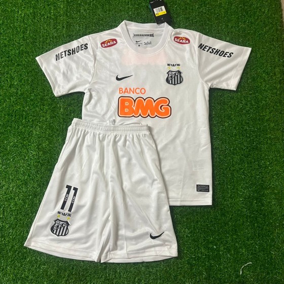 Neymar Jr Santos FC 2013 White Kids Retro Football Jersey Set