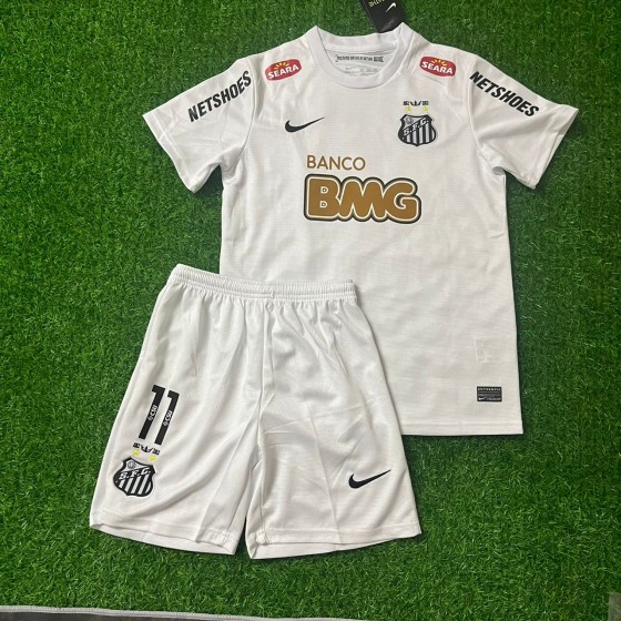Neymar Jr Santos FC White Kid Children Set Retro Football Jersey Trikot